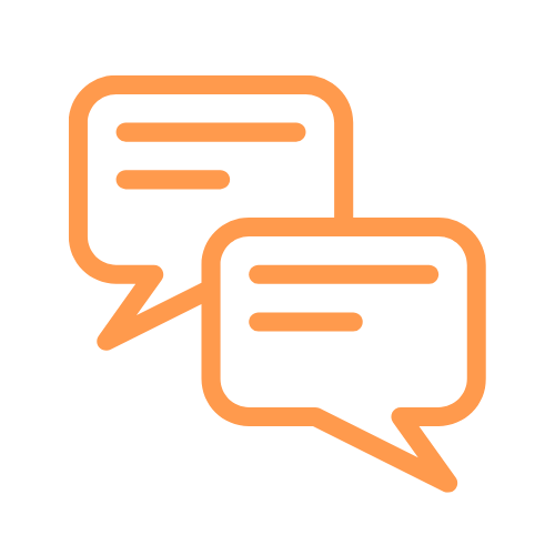 A group of orange and black chat bubbles

Description automatically generated