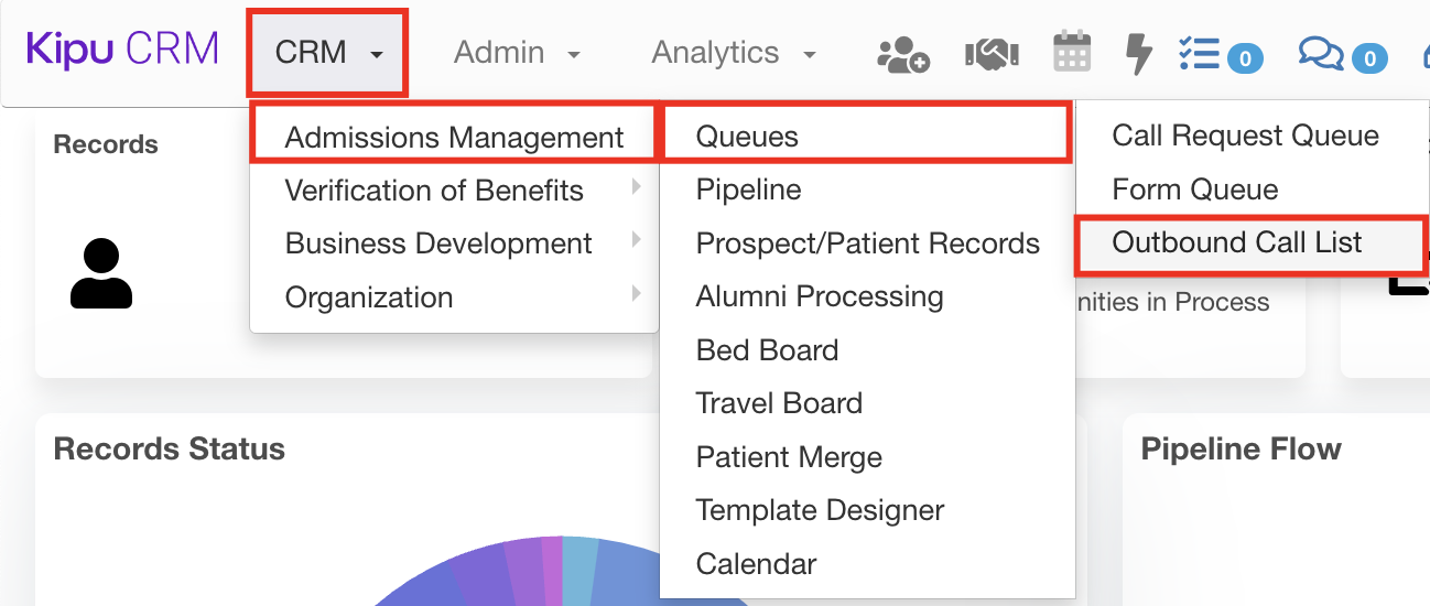 Outbound Call List: Quick Action Capabilities – Kipu CRM