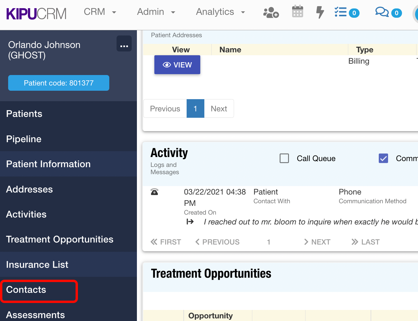 How to Create Patient Contacts Kipu CRM